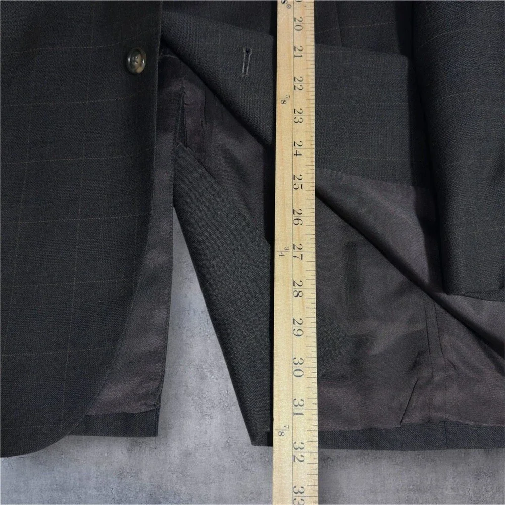 JOS A BANK Men’s Blazer 44L Sport Coat Two‑Button Suit Jacket Brown Plaid Wool